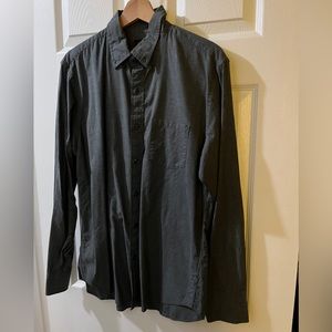 J crew mens M tall gray pocket button down shirt EUC